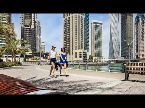 Dubai Marina & Marina Beach Dubai | Most Popular Tourist Destinations in the World | Walking Tour