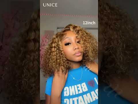 UNice Honey Blonde Bob Wig With Bouncy Curls And Natural Looking Dimension