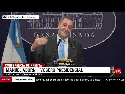 Adorni responde sobre el viaje de Milei y los alimentos vencidos. Conferencia de prensa 23/05/24