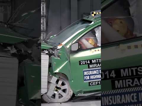 IIHS #Shorts: 2014 Mitsubishi Mirage crash tests