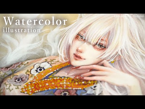 【水彩メイキング】九尾の狐を描いてみた🦊鏡みたいなマーカー買いました| Watercolor illustration Making | Japanese Art Supplies etc.