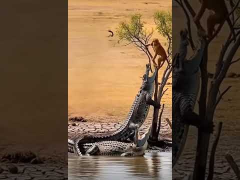 Will the crocodile cause trouble for the monkey?😭😭