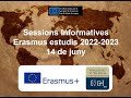 Imagen de la portada del video;Erasmus Estudios documentos útiles 22-23. Sesión junio.
