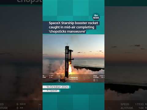 SpaceX Starship booster rocket caught in mid-air completing ‘chopsticks manoeuvre’ | ITV News