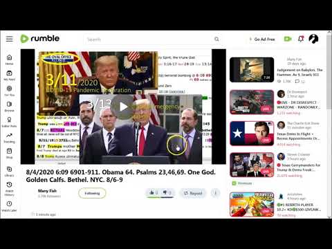 8/4/2020 6:09 Vid Not WelcomeOnYT. One God.Golden Calfs. Bethel. NYC.8/6-9  Obama 64. Ps 23,46,69-11