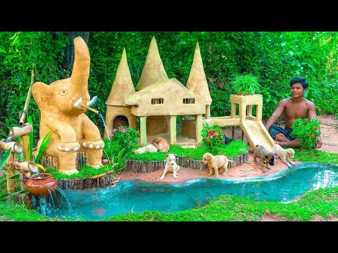 OMG Elephant Fountain To Fish Pond And Raising Puppies With A Lot Of Fishes