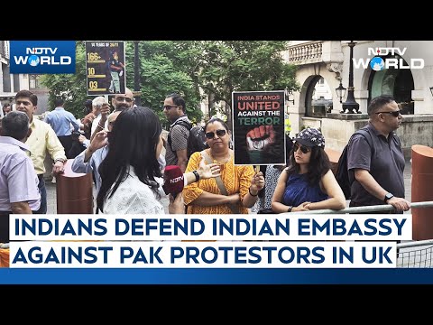 Indian Protestors Defend Indian Embassy Against Pakistani Protestors In UK