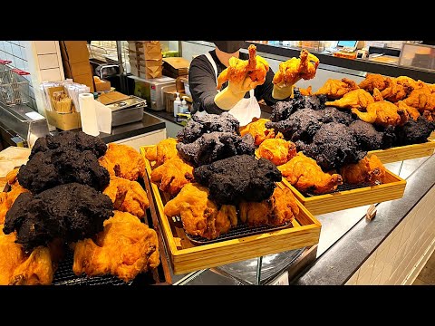 한달에 4,500마리씩 팔리는 치킨!? 유명 유튜버의 검정 통닭 Korean crispy black whole fried chicken - Korean street food
