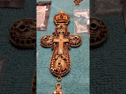 Antique Rare 24K Gold plated Cross originally made of brass and copper