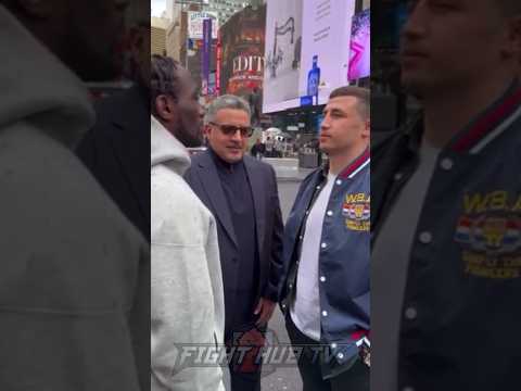 Terence crawford ice cold stare down of madrimov in times square!