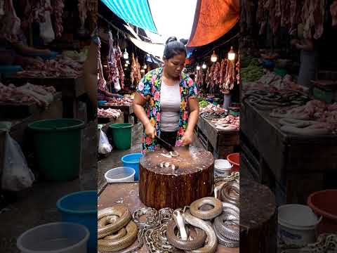 a busy day in a wet market in the Philippines and selling cobra.  #wetmarket #cobra #exoticfoods