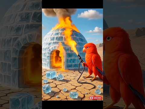 एक तोता और उसका बच्चा बर्फ का घर बनाता है #ai #shorts #shortsfeed #parrot #yoitubeshorts