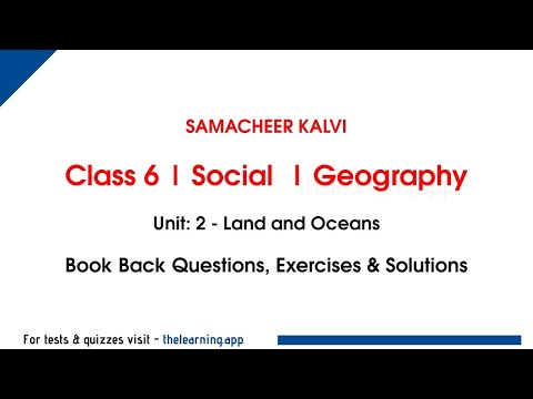 Land and Oceans Book back questions | Unit 2  | Class 6 | Geography | Social | Samacheer Kalvi