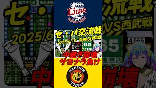 6/11交流戦日武対阪神感想　中継ぎ崩壊サヨナラ負け#shorts #short  #阪神タイガース #阪神　#西武ライオンズ　#プロ野球 