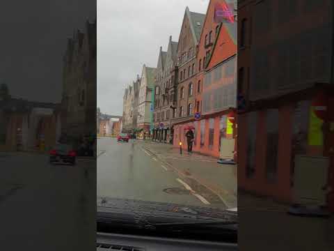 Bergen Heavy Rain City Driving ASMR - Norway Driving Tour
