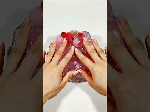 Squishing Clear Berry Jelly Slime! 🍓💦 #ASMR #Slime #Shorts #OddlySatisfying #Relaxing