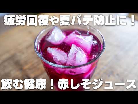 【材料3つ】安くて簡単に作れる！「赤しそジュース」酢と赤しその最強健康ドリンク！疲労回復にも！【ゆかり】
