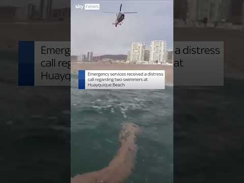 Chilean Navy airlift struggling swimmer to safety after a distress call made