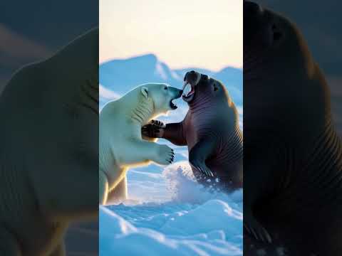 #shorts #shortsfeed Bear and a charging Walrus fighting aggressively