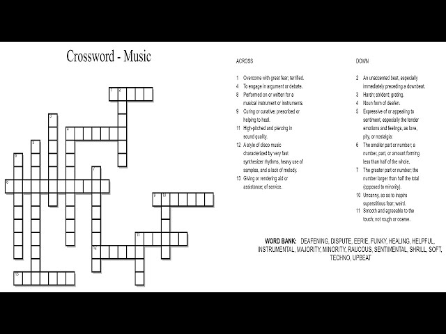 First to Publish Blues Music Crossword