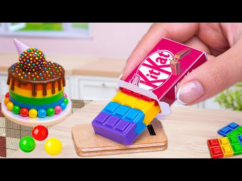 Mini Rainbow Cake Recipe With  KITKAT Chocolate | Delicious Mini Rainbow Cream Cake Decorating Ideas