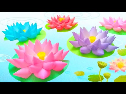 【簡単】折り紙でつくる蓮の花💐スイレン睡蓮【ふんわり立体】壁面飾り・お盆飾り✨ Lotus Flower Paper Craft.Water Lilly.Paper Flower DIY