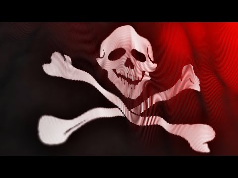 4K 60FPS ☠ Waving Jolly Roger Pirate Flag Skull and Crossbones. Background Animation Footage Loop