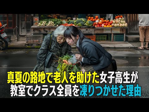 【感動】真夏の路地で倒れかけた老人を助けた女子高生。だが翌朝、彼女を待っていたのは“感謝”ではなくクラス全員から向けられた疑いの目だった——その真相とは
