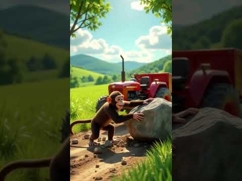 "जब ट्रैक्टर बंद हुआ, बंदर ने ऐसा जुगाड़ लगाया कि सब हैरान रह गए! 😲 | Funny Farm Story #shorts