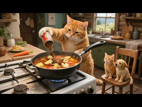 The mother and little orange cat rescued a frostbitten little yellow dog on the road#cat #story #