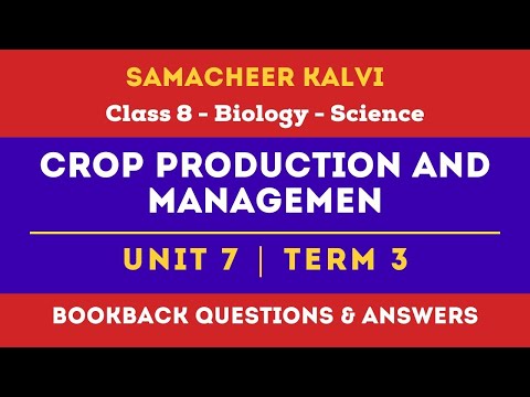 Crop Production and Management Book Back Answers | Unit 7 | Class 8 | Biology | Science | Samacheer