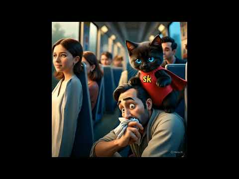 सुपर म्याऊ और ट्रेन के चोर! #ai #cutecatcartoon #3danimation #ytshorts #hindicartoon #video