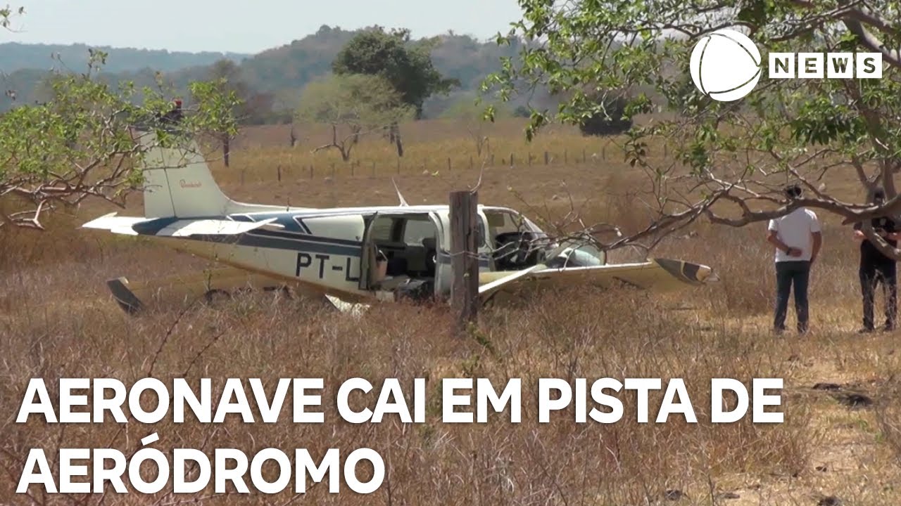 Aeronave de pequeno porte cai em pista de aeródromo