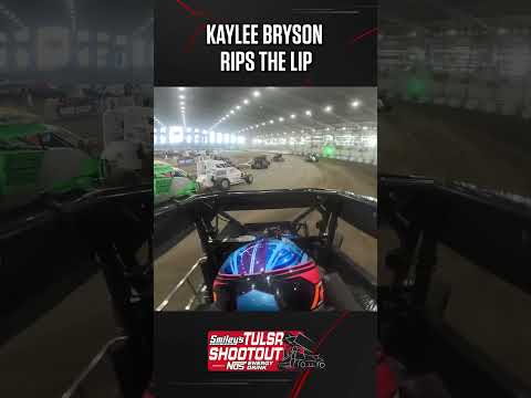 😳 Kaylee Bryson made some bold moves in her #tulsashootout non-wing outlaw heat race. - dirt track racing video image