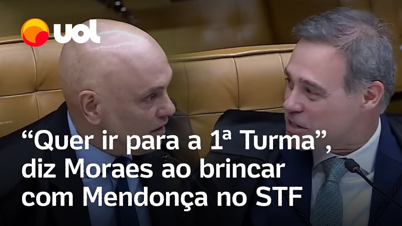 Moraes e Dino brincam com André Mendonça durante sessão no STF: ”Quer ir para a Primeira Turma’