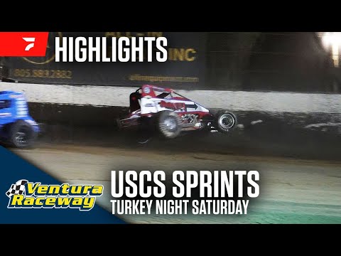 Turkey Night GP Saturday | USCS Non-Wing Sprints at Ventura Raceway 11/30/24 | Highlights - dirt track racing video image