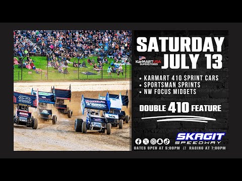 7/13/24 Skagit Speedway / 410 Sprints, Sportsman Sprints, &amp; NW Focus Midgets / Full Event - dirt track racing video image