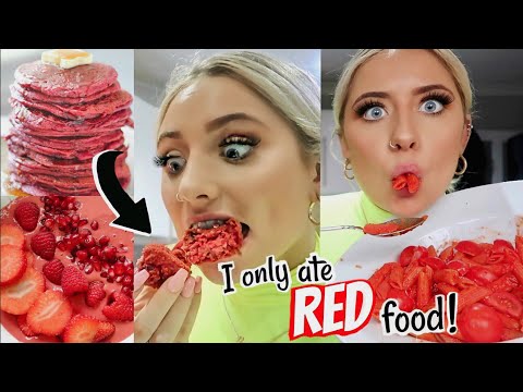 I only ate RED food for 24 HOURS challenge!!! - UCFanrVWRodCwCw43U7KBAQg