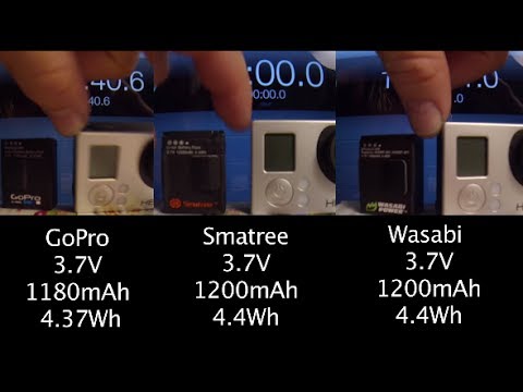 GoPro Hero3+ Wasabi vs Smatree vs GoPro Battery Life - 1080p 30fps - GoPro Tip #251 - UCTs-d2DgyuJVRICivxe2Ktg