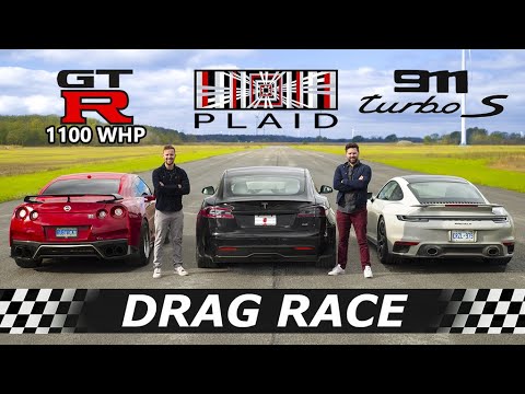 Tesla Model S Plaid vs 911 Turbo S vs Nissan GTR