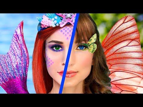 Makeup Challenge! 8 DIY Mermaid Makeup vs Butterfly Makeup - UCWwqHwqLSrdWMgp5DZG5Dzg