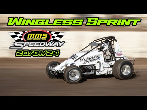Wingless Sprints Murray Bridge Speedway 20/01/24 - dirt track racing video image