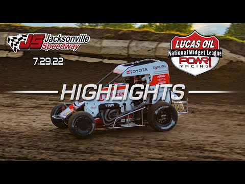7.29.22 Lucas Oil POWRi National Midget League Highlights from Jacksonville Speedway - dirt track racing video image