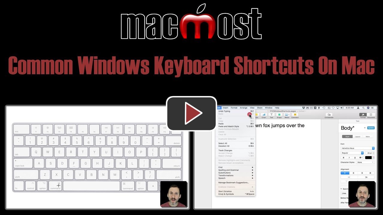 windows shortcut keys on mac keyboard