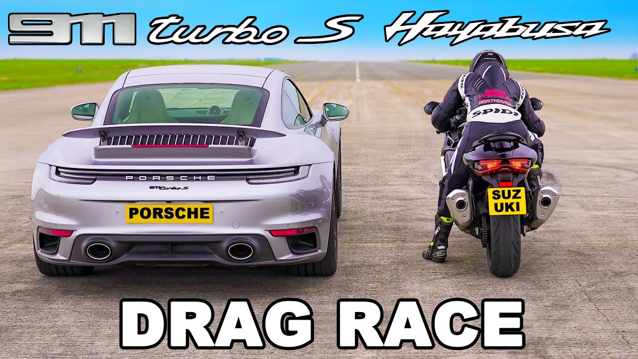 Porsche 911 Turbo S v Suzuki Hayabusa: DRAG RACE