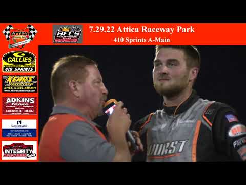 7.29.22 Attica Raceway Park 410 Sprints A-Main - dirt track racing video image