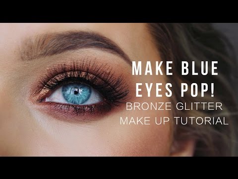 Make Blue eyes POP! Bronze Glitter Make up Tutorial! | Rachel Leary - UC-Um2u0Agv8Q-OhjO6FZk1g