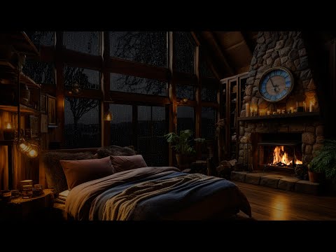 Rainfall and Crackling Fire: Nighttime Melodies - Fall Asleep Faster with Deep Rain Sounds