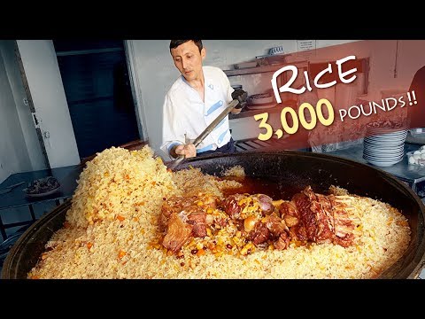 Trying Street Food in Uzbekistan, MASSIVE 3,000 POUND Rice Dish (Plov) & Traditional Market Tour