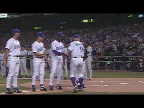 D-backs' inaugural starting lineup announced in 1998 video clip